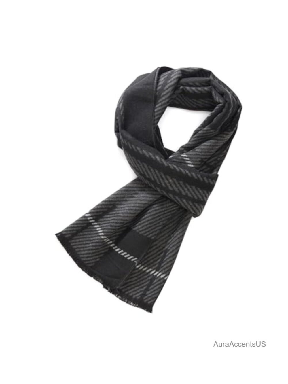 Men's Plaid Winter Scarf Soft Lightweight Long Viscose Wrap 72 Inches